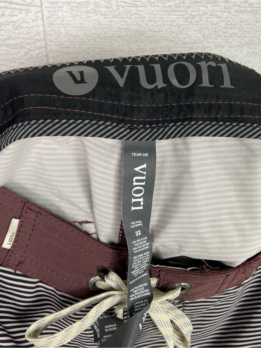VUORI Mens 32 Cruise Boardshort Red Brown Mixed Stripe Swim Shorts Trunks - Picture 3 of 8